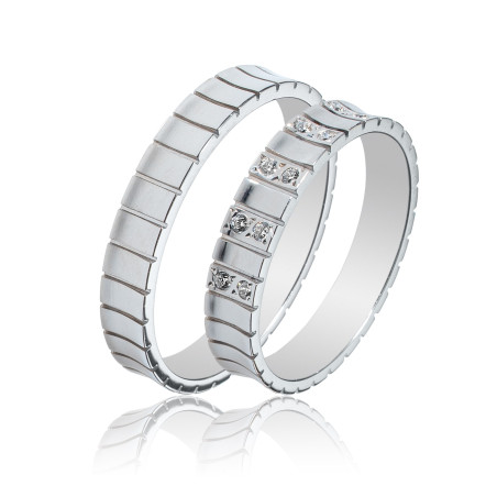 Maschio Femmina Λευκοχρυσες Βερες Γαμου 14 Καρατίων μεμονωμένο τεμάχιο