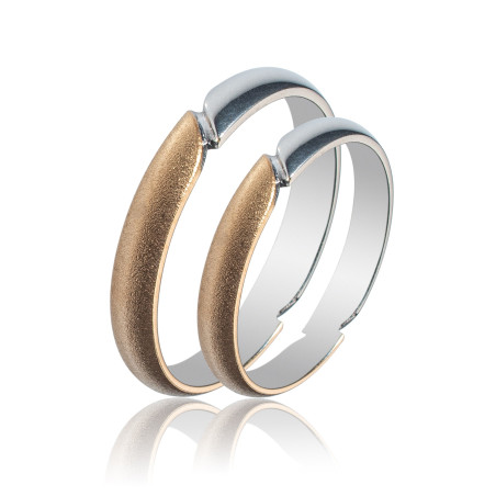 Maschio Femmina Διχρωμες Βερες Γαμου 14 Καρατίων μεμονωμένο τεμάχιο