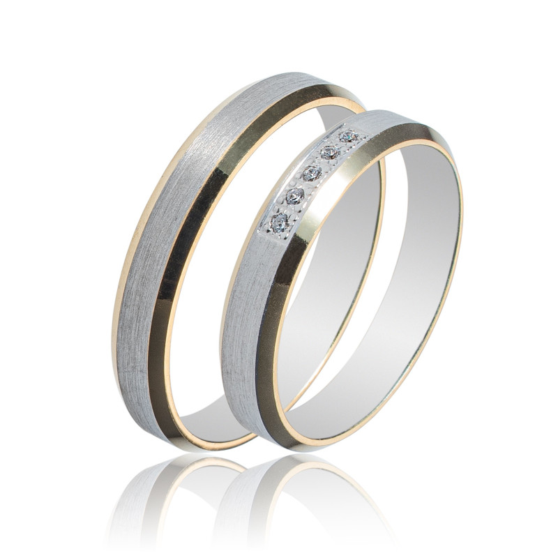 Maschio Femmina Διχρωμες Βερες Γαμου 14 Καρατίων μεμονωμένο τεμάχιο