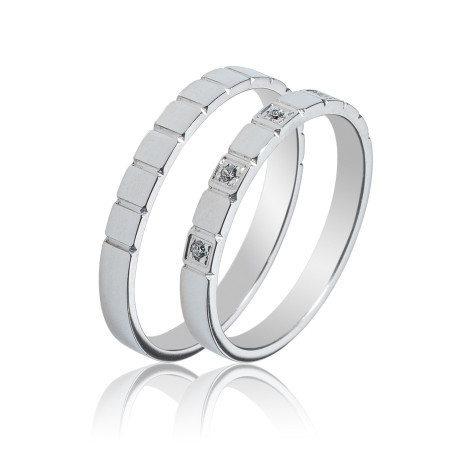 Maschio Femmina Λευκοχρυσες Βερες Γαμου 14 Καρατίων μεμονωμένο τεμάχιο