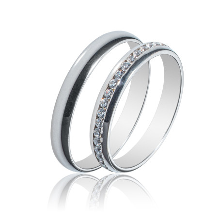 Maschio Femmina Λευκοχρυσες Βερες Γαμου 14 Καρατίων μεμονωμένο τεμάχιο