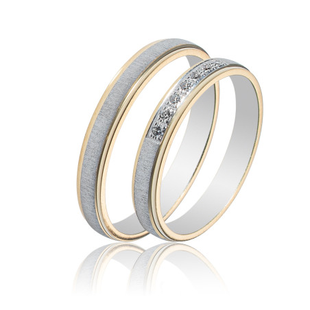 Maschio Femmina Διχρωμες Βερες Γαμου 14 Καρατίων μεμονωμένο τεμάχιο