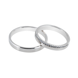 Maschio Femmina Λευκοχρυσες Βερες Γαμου 14 Καρατίων μεμονωμένο τεμάχιο