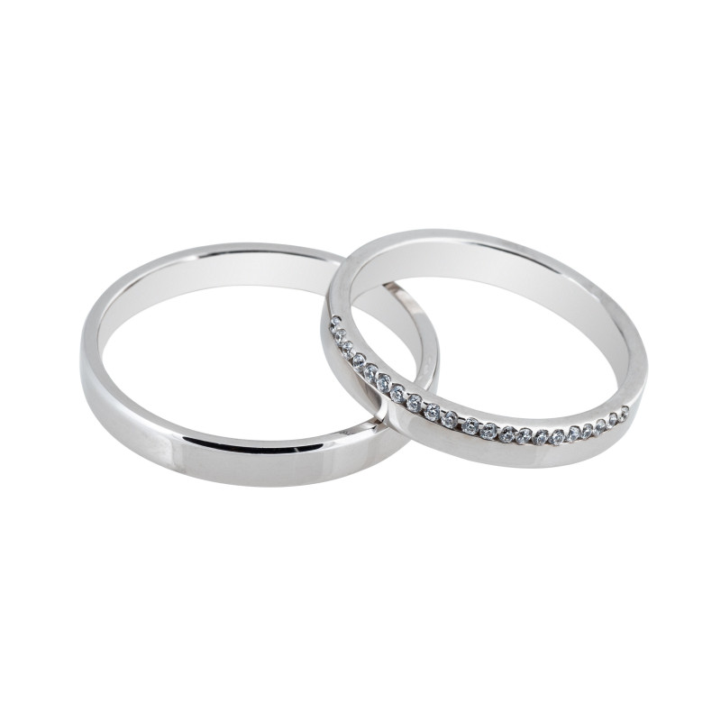 Maschio Femmina Λευκοχρυσες Βερες Γαμου 14 Καρατίων μεμονωμένο τεμάχιο