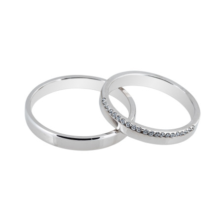 Maschio Femmina Λευκοχρυσες Βερες Γαμου 14 Καρατίων μεμονωμένο τεμάχιο