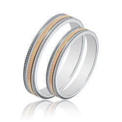 Maschio Femmina Διχρωμες Βερες Γαμου 14 Καρατίων μεμονωμένο τεμάχιο