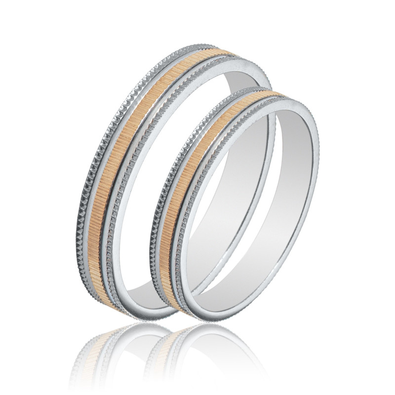 Maschio Femmina Διχρωμες Βερες Γαμου 14 Καρατίων μεμονωμένο τεμάχιο