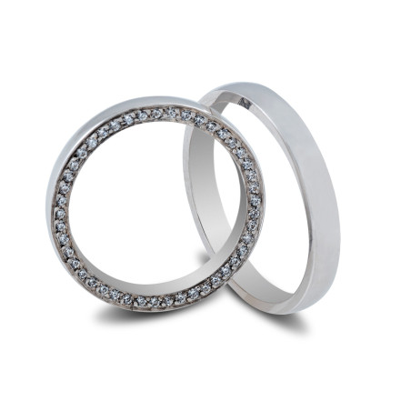 Maschio Femmina Λευκοχρυσες Βερες Γαμου 14 Καρατίων μεμονωμένο τεμάχιο