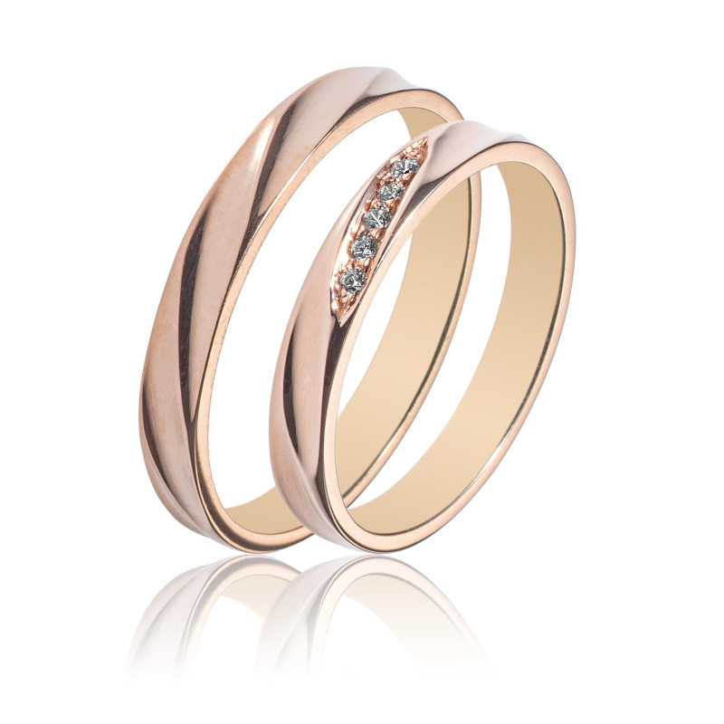 Maschio Femmina Ροζ Χρυσό Βερες Γαμου 14 Καρατίων μεμονωμένο τεμάχιο