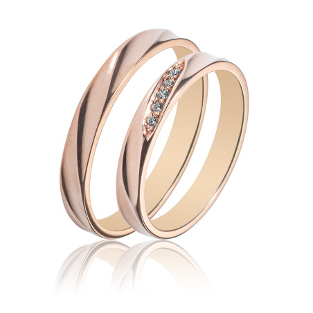 Maschio Femmina Ροζ Χρυσό Βερες Γαμου 14 Καρατίων μεμονωμένο τεμάχιο