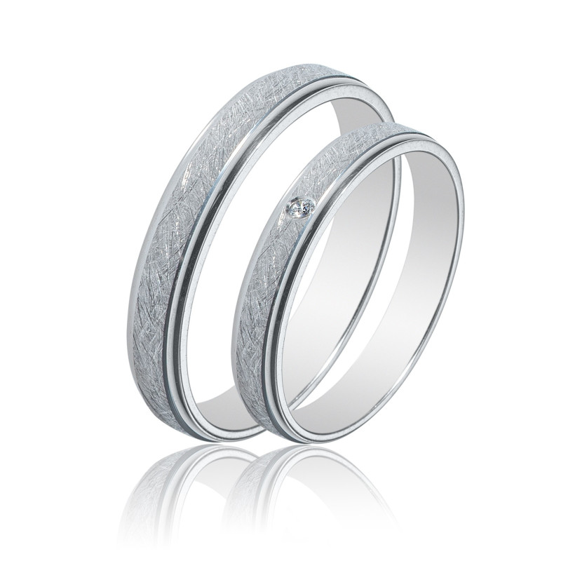 Maschio Femmina Λευκοχρυσες Βερες Γαμου 14 Καρατίων μεμονωμένο τεμάχιο