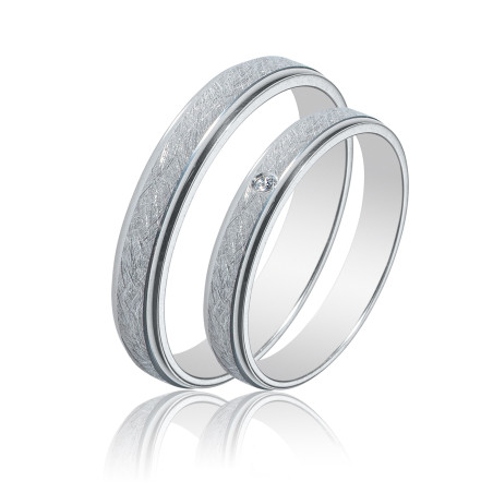 Maschio Femmina Λευκοχρυσες Βερες Γαμου 14 Καρατίων μεμονωμένο τεμάχιο