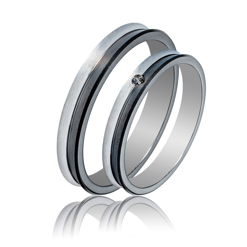 Maschio Femmina Λευκοχρυσες Βερες Γαμου 14 Καρατίων μεμονωμένο τεμάχιο