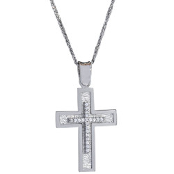 Λευκοχρυσος Σταυρός για Κοριτσι 14 Καρατίων 