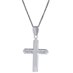 Λευκοχρυσος Σταυρός για Κοριτσι 14 Καρατίων