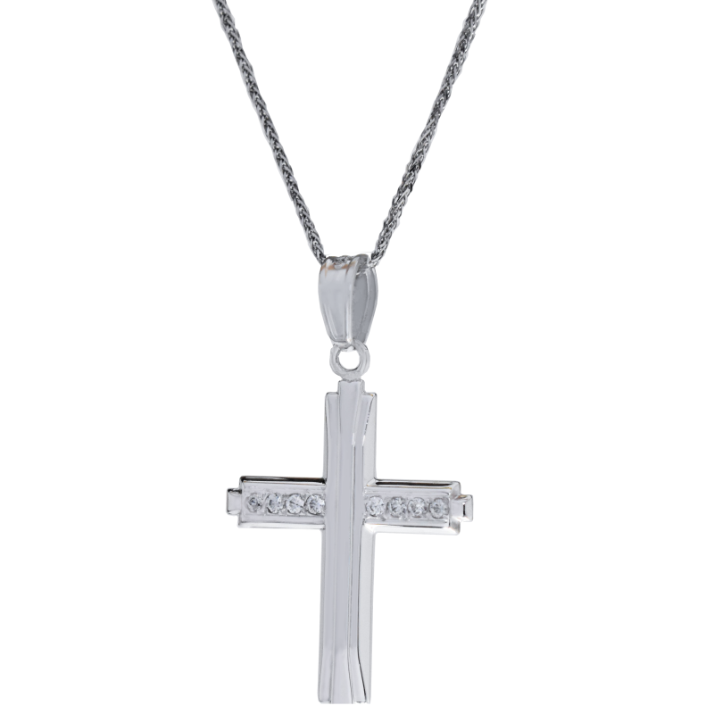 Λευκοχρυσος Σταυρός για Κοριτσι 14 Καρατίων