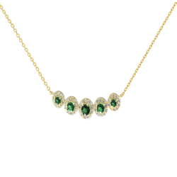 Κολιέ Χρυσο 14 καρατίων με ζιρκον πρασινα