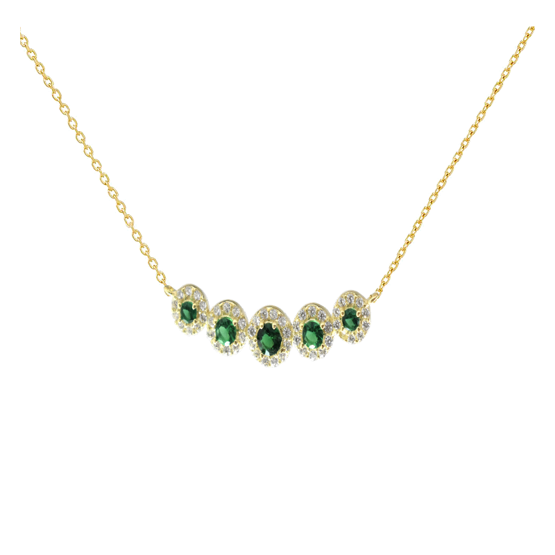 Κολιέ Χρυσο 14 καρατίων με ζιρκον πρασινα