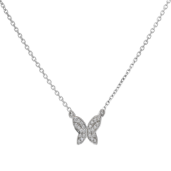 Κολιέ Λευκοχρυσο 14 καρατίων πεταλουδα με ζιρκον