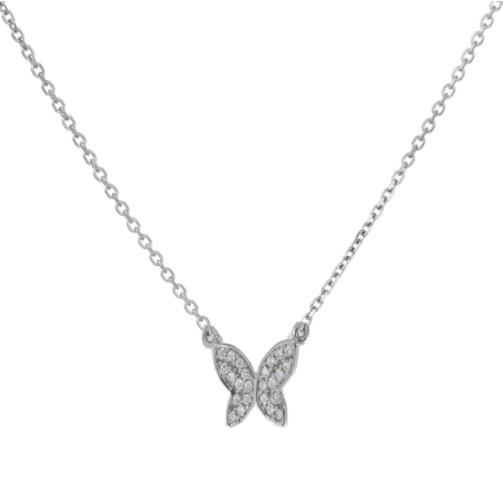 Κολιέ Λευκοχρυσο 14 καρατίων πεταλουδα με ζιρκον
