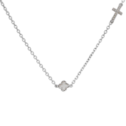 Κολιέ λευκοχρυσο 14 καρατίων με σταυρουδακι