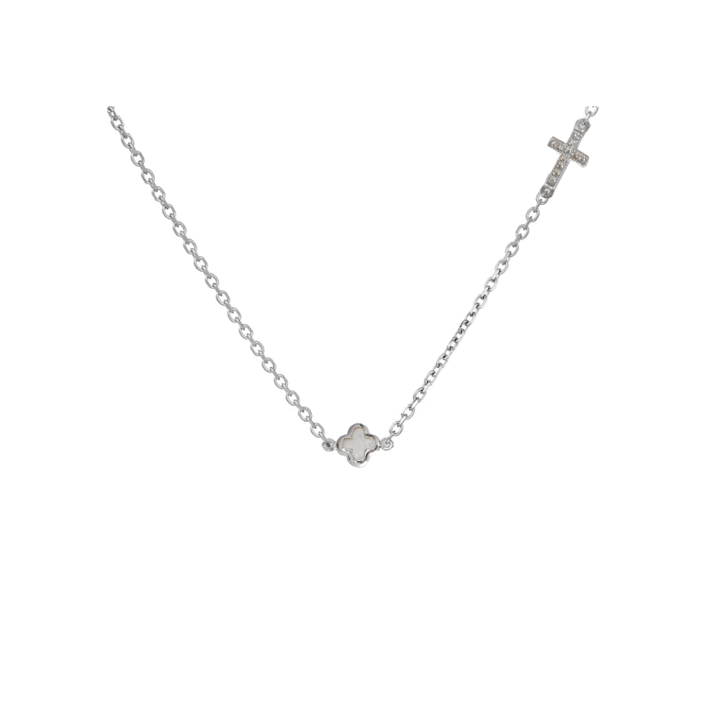 Κολιέ λευκοχρυσο 14 καρατίων με σταυρουδακι