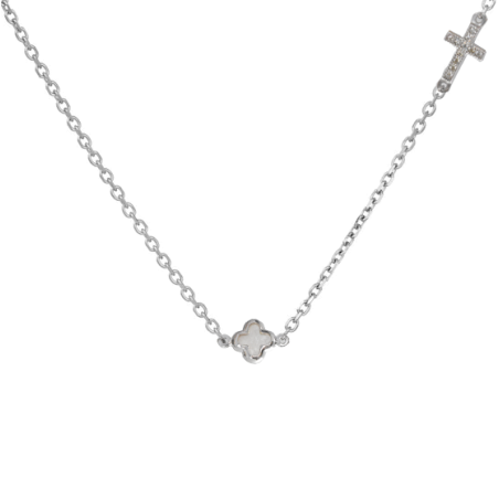 Κολιέ λευκοχρυσο 14 καρατίων με σταυρουδακι