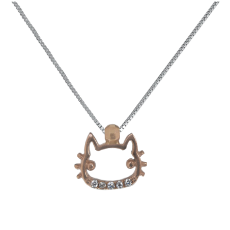 Κολιέ Ροζ Χρυσο - Λευκοχρυσο 14 καρατίων HELLO KITTY