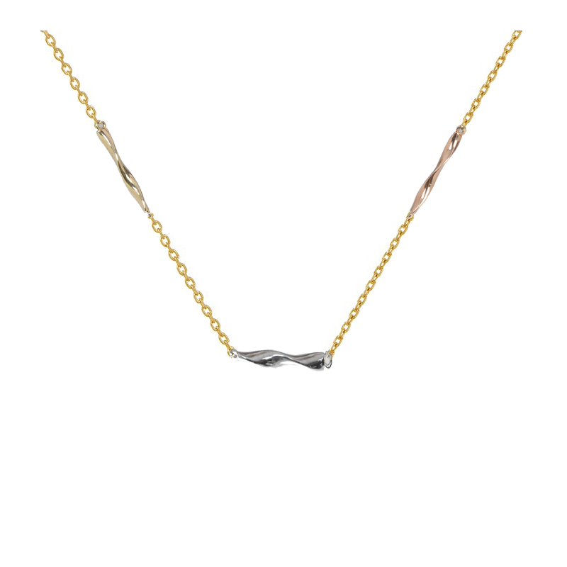 Κολιέ Χρυσο-λευκοχρυσο-ροζ χρυσο 14 καρατίων