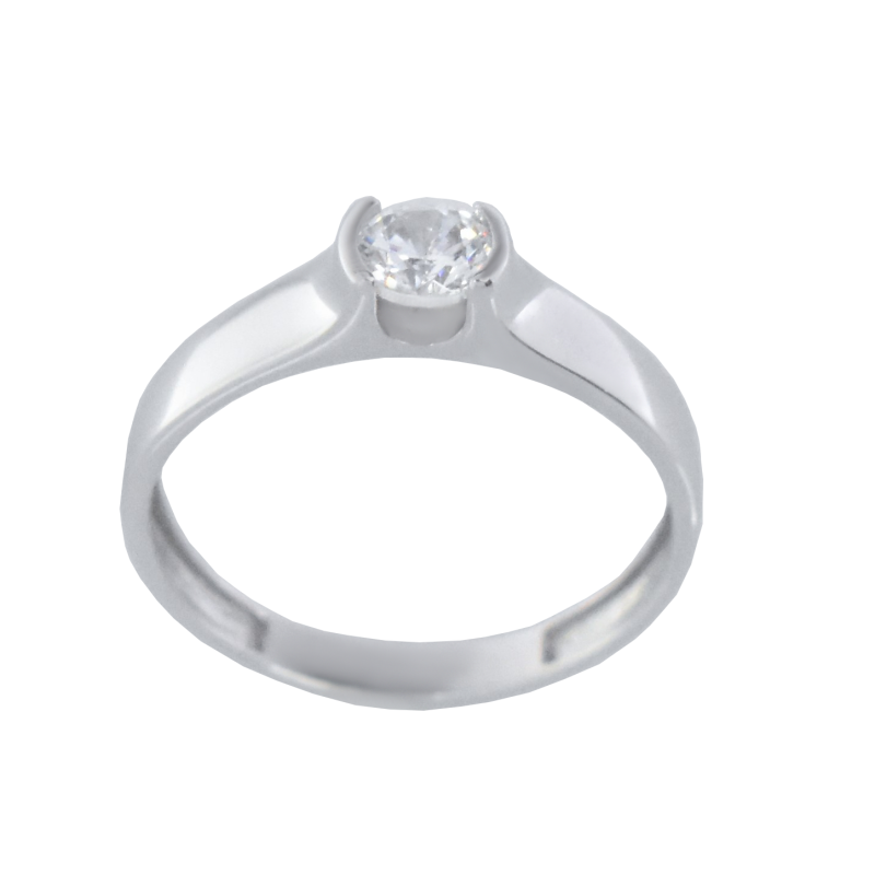 Μονόπετρο 14Κ Λευκόχρυσο με Ζιρκόν