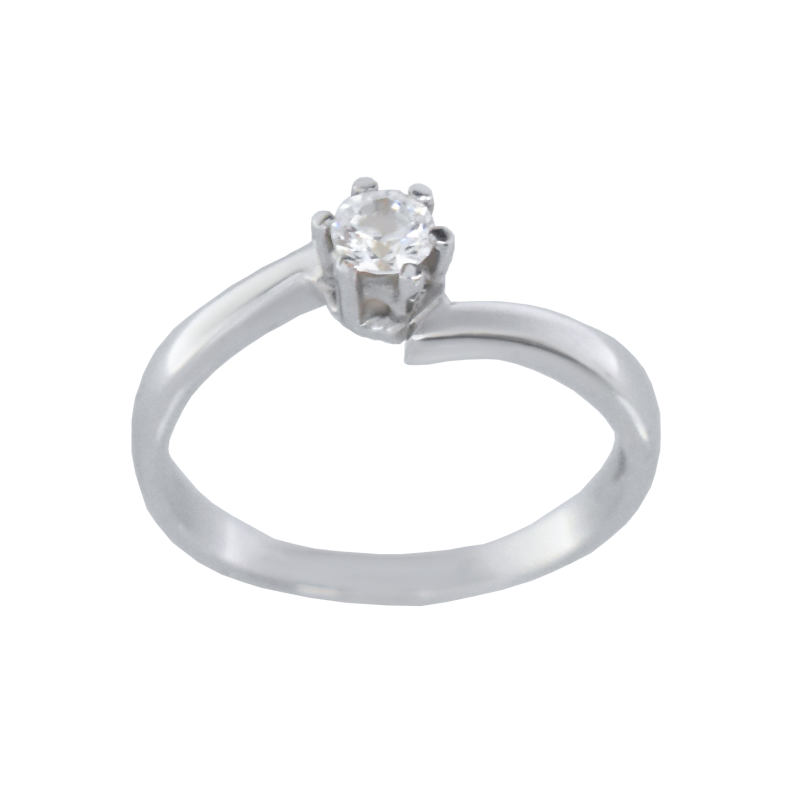 Μονόπετρο 14Κ Λευκόχρυσο με Ζιρκόν 