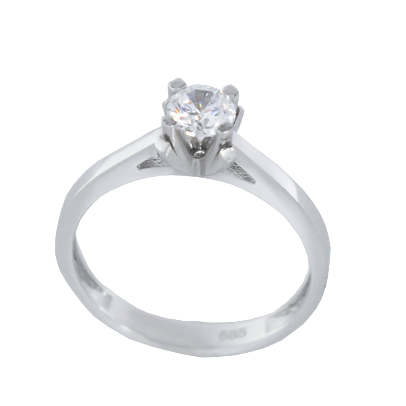 Μονόπετρο 14Κ Λευκόχρυσο με Ζιρκόν