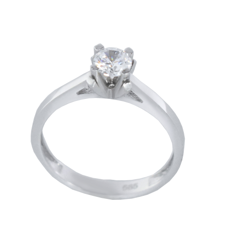 Μονόπετρο 14Κ Λευκόχρυσο με Ζιρκόν