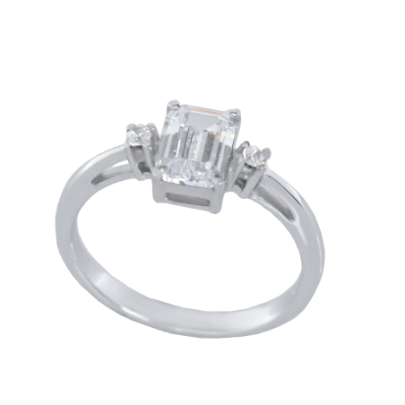 Μονόπετρο 14Κ Λευκόχρυσο με Ζιρκόν 