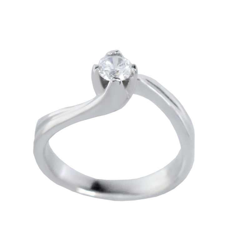 Μονόπετρο 14Κ Λευκόχρυσο με Ζιρκόν 