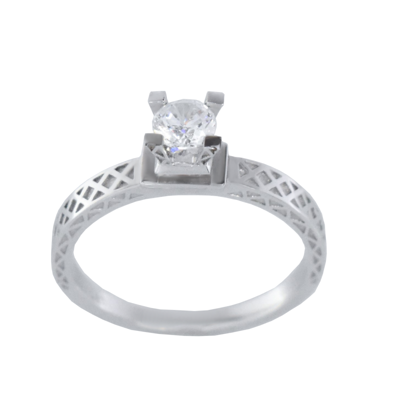 Μονόπετρο 14Κ Λευκόχρυσο με Ζιρκόν 