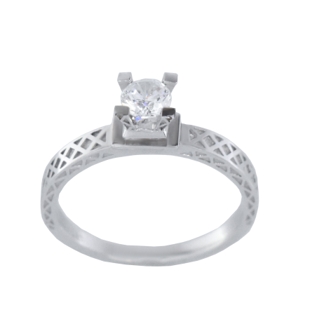 Μονόπετρο 14Κ Λευκόχρυσο με Ζιρκόν 