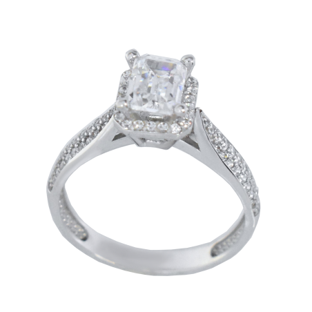 Μονόπετρο 14Κ Λευκόχρυσο με Ζιρκόν 