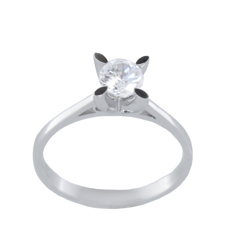 Μονόπετρο 14Κ Λευκόχρυσο με Ζιρκόν