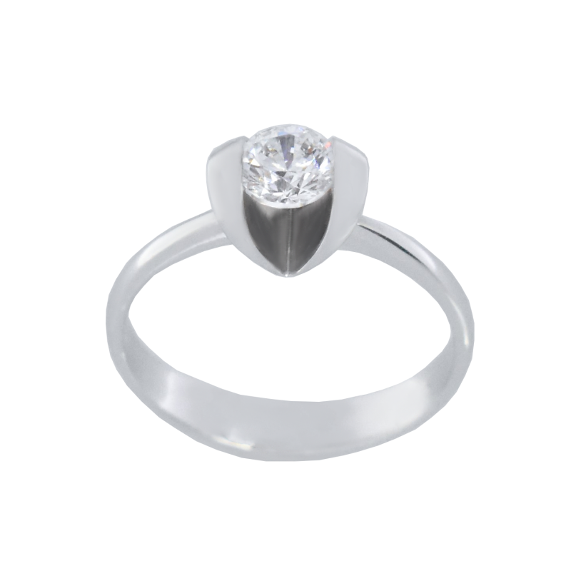 Μονόπετρο 14Κ Λευκόχρυσο με Ζιρκόν