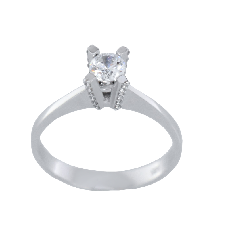 Μονόπετρο 14Κ Λευκόχρυσο με Ζιρκόν