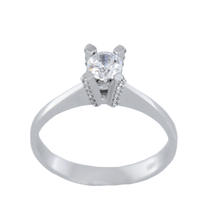 Μονόπετρο 14Κ Λευκόχρυσο με Ζιρκόν