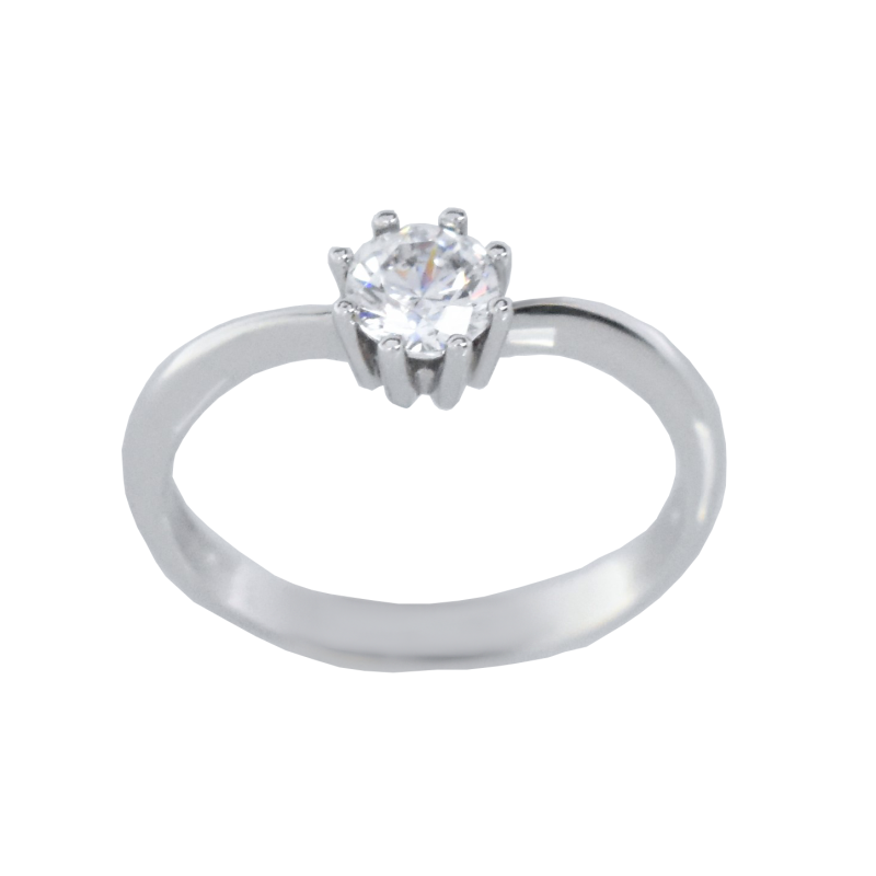 Μονόπετρο 14Κ Λευκόχρυσο με Ζιρκόν