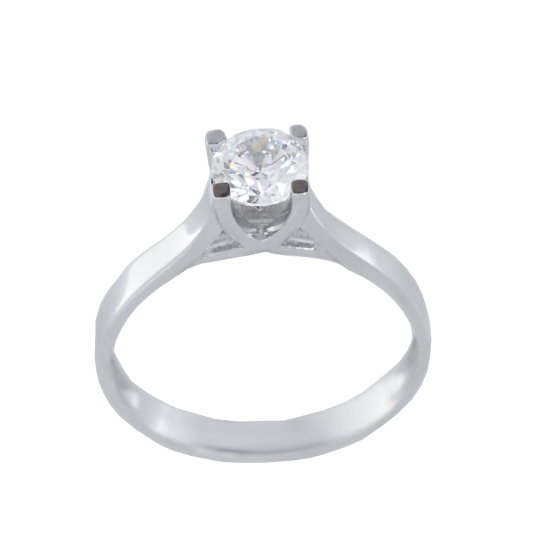 Μονόπετρο 14Κ Λευκόχρυσο με Ζιρκόν