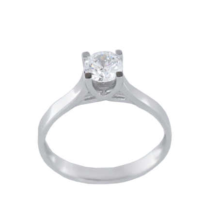 Μονόπετρο 14Κ Λευκόχρυσο με Ζιρκόν