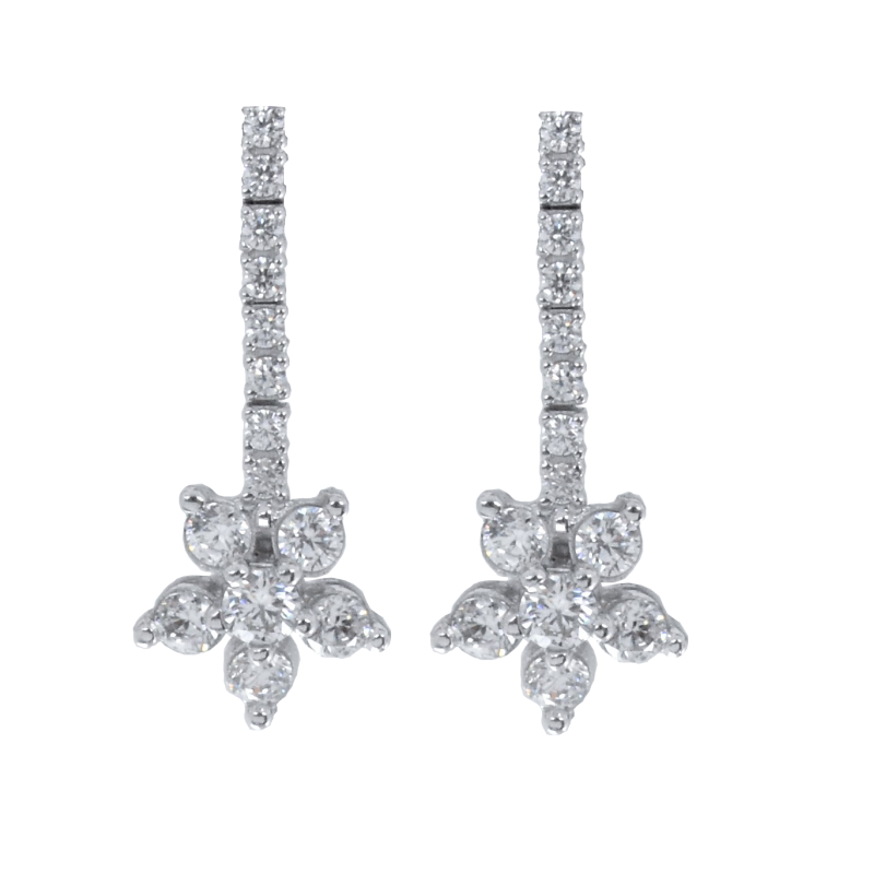 Σκουλαρίκια κρεμαστα λευκοχρυσο Κ14