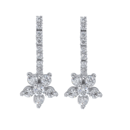 Σκουλαρίκια κρεμαστα λευκοχρυσο Κ14