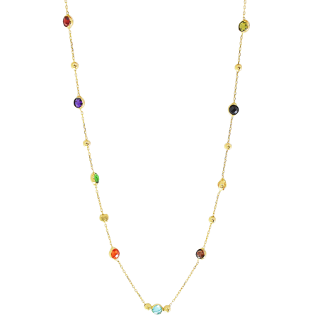 Κολιέ με χρωματιστα ζιργκον  Χρυσό 14 καρατίων