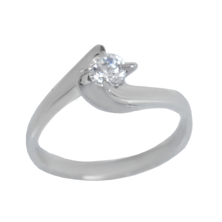 Μονόπετρο από λευκόχρυσο 14 καρατίων