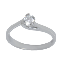 Μονόπετρο από λευκόχρυσο 14 καρατίων